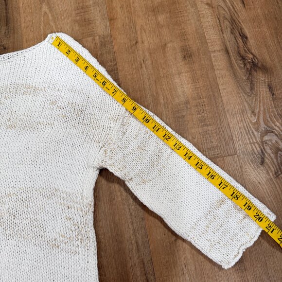 Fabiana Filippi White Gold Cotton Linen Blend Sweater Quiet Luxury XL - Picture 7 of 11